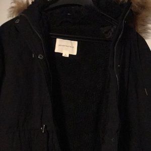 Aeropostale womens sz small heavy long winter jacket with fleece lining and fur